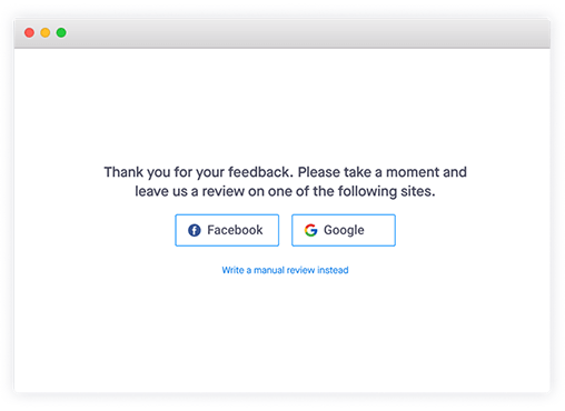 Feature leave review on Facebook ord Google